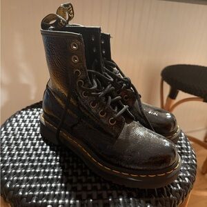 Dr. martens Black Patent Leather Lace-Up Boots